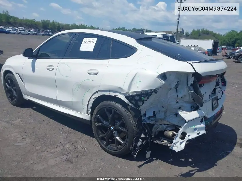 2021 BMW X6 xDrive40I VIN: 5UXCY6C04M9G74224 Lot: 42591039