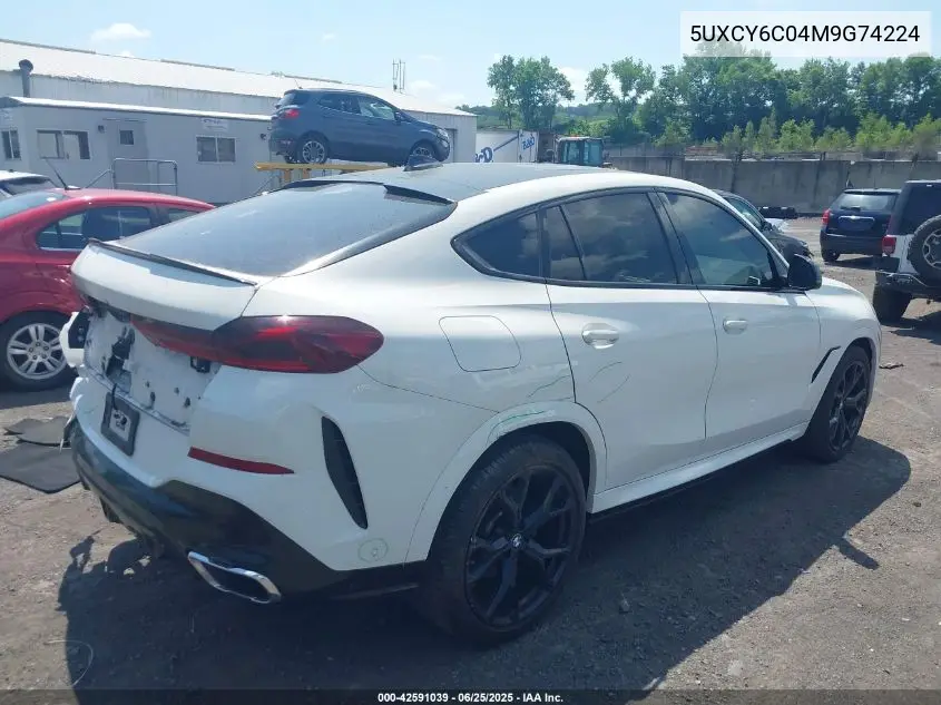 2021 BMW X6 xDrive40I VIN: 5UXCY6C04M9G74224 Lot: 42591039