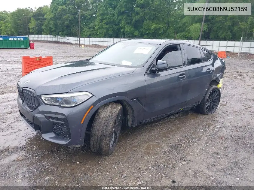 2022 BMW X6 xDrive40I VIN: 5UXCY6C08N9J52159 Lot: 42227557