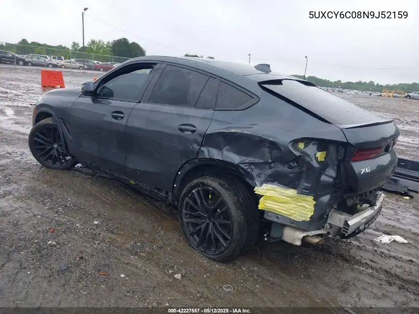 2022 BMW X6 xDrive40I VIN: 5UXCY6C08N9J52159 Lot: 42227557
