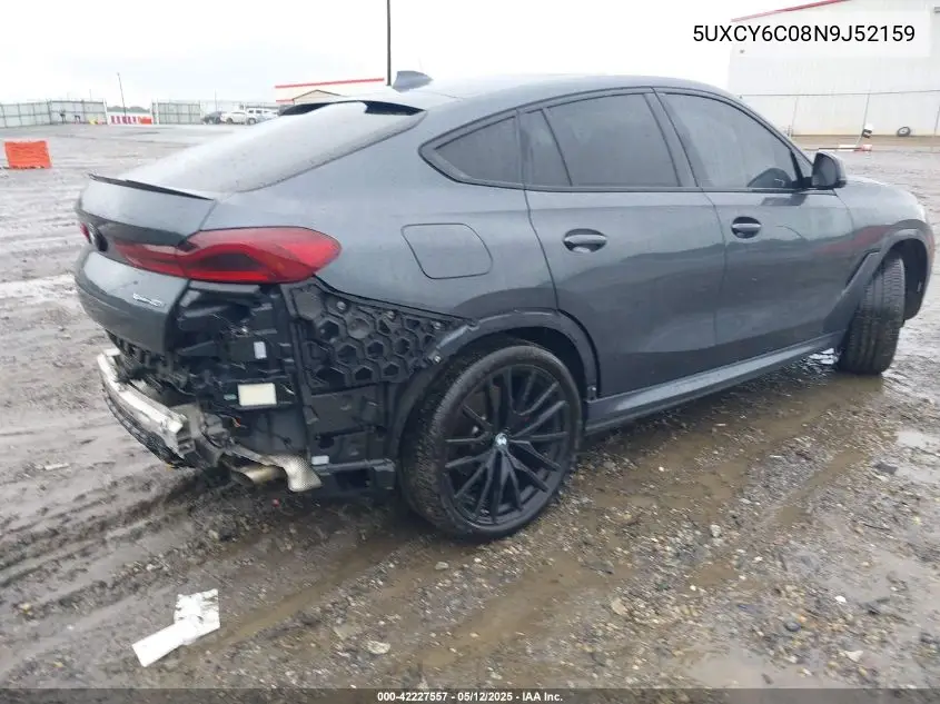 2022 BMW X6 xDrive40I VIN: 5UXCY6C08N9J52159 Lot: 42227557