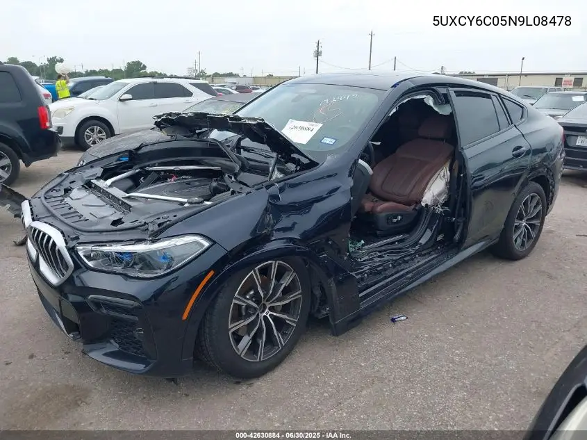 2022 BMW X6 xDrive40I VIN: 5UXCY6C05N9L08478 Lot: 42630884