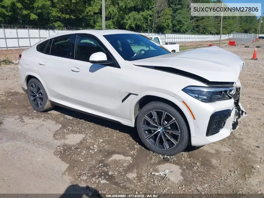 2022 BMW X6 xDrive40I VIN: 5UXCY6C0XN9M27806 Lot: 42634580