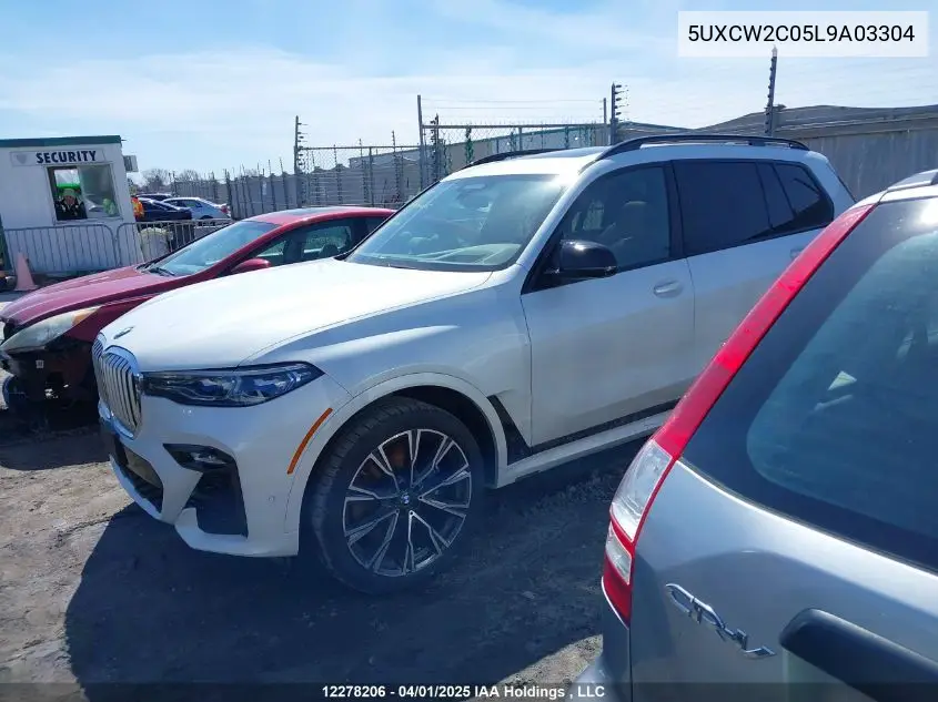 2020 BMW X7 xDrive40I VIN: 5UXCW2C05L9A03304 Lot: 12278206