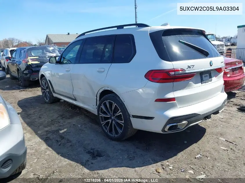 2020 BMW X7 xDrive40I VIN: 5UXCW2C05L9A03304 Lot: 12278206