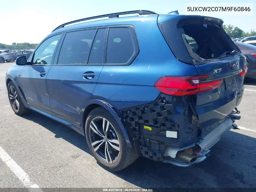 2021 BMW X7 xDrive40I VIN: 5UXCW2C07M9F60846 Lot: 42578476