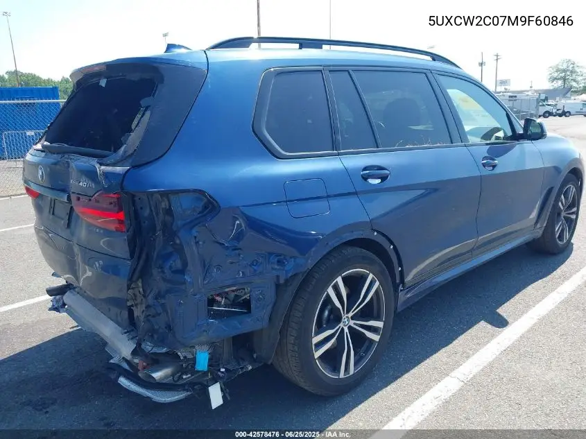 2021 BMW X7 xDrive40I VIN: 5UXCW2C07M9F60846 Lot: 42578476
