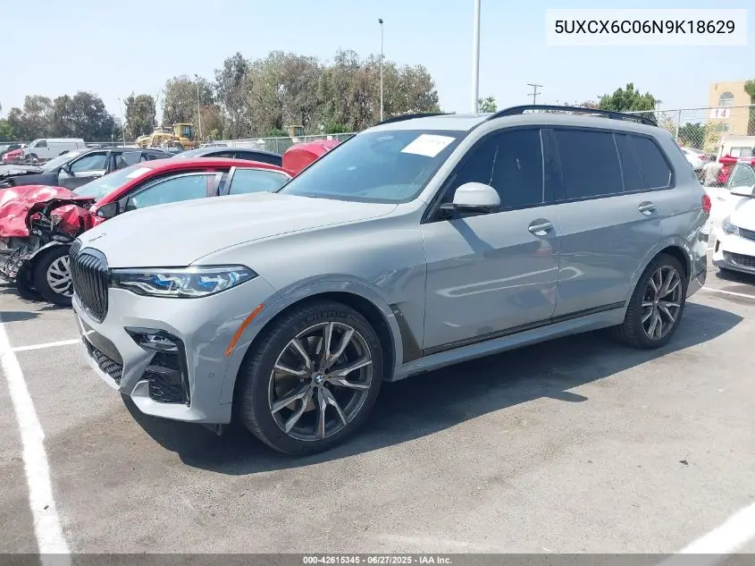 2022 BMW X7 M50I VIN: 5UXCX6C06N9K18629 Lot: 42615345
