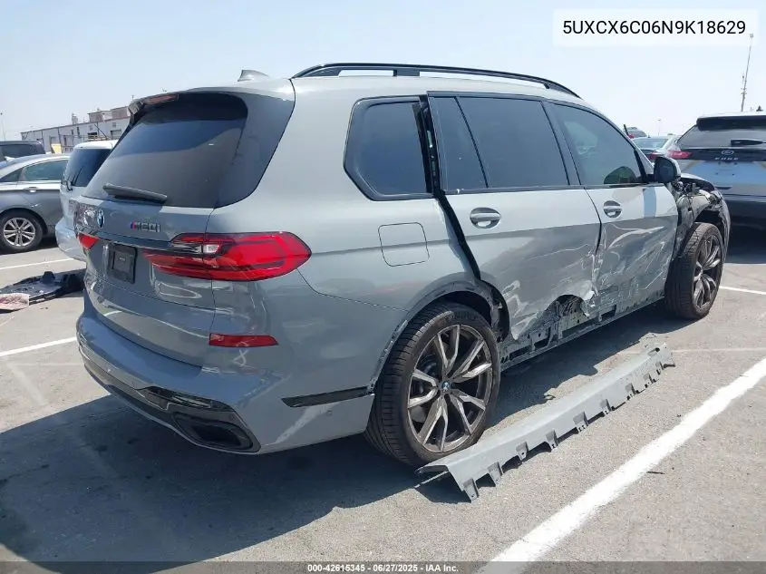 2022 BMW X7 M50I VIN: 5UXCX6C06N9K18629 Lot: 42615345