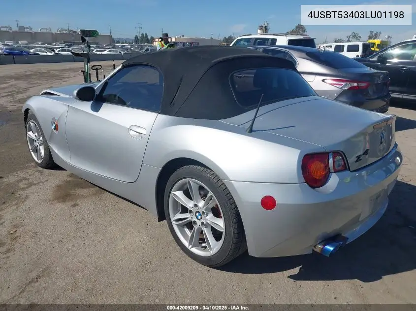 2003 BMW Z4 3.0I VIN: 4USBT53403LU01198 Lot: 42009209