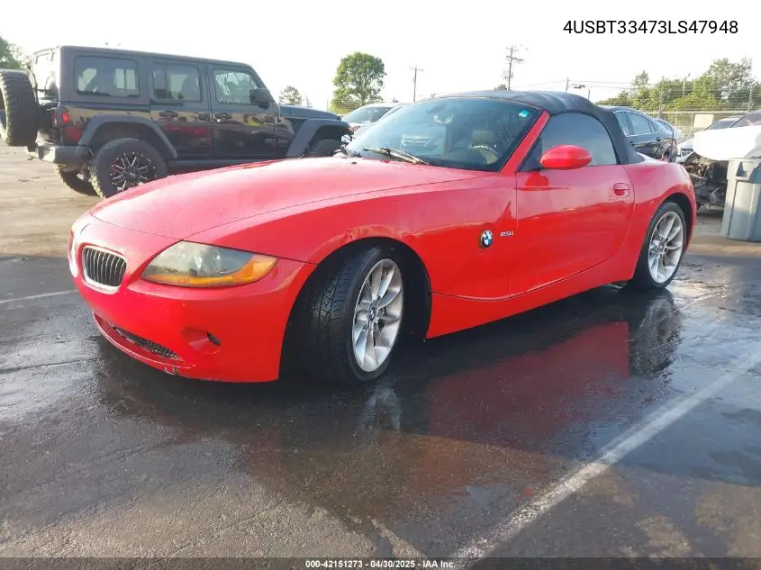 2003 BMW Z4 2.5I VIN: 4USBT33473LS47948 Lot: 42151273