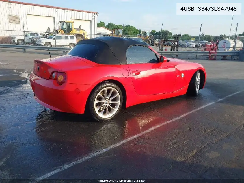 2003 BMW Z4 2.5I VIN: 4USBT33473LS47948 Lot: 42151273