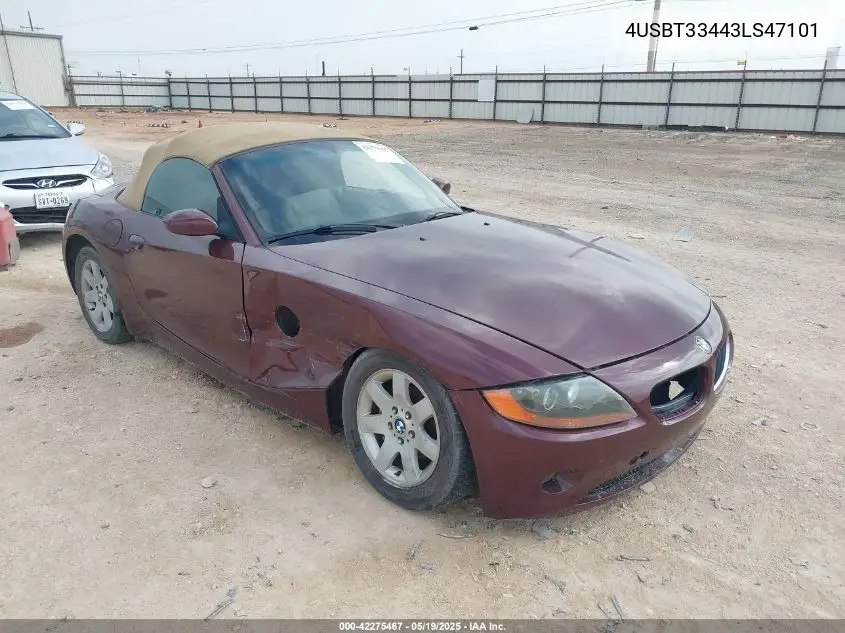 2003 BMW Z4 2.5I VIN: 4USBT33443LS47101 Lot: 42275467