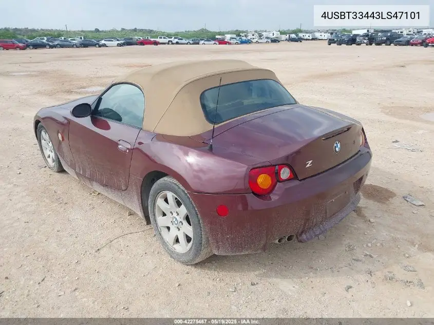 2003 BMW Z4 2.5I VIN: 4USBT33443LS47101 Lot: 42275467