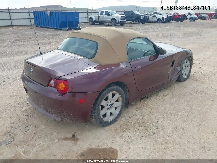 2003 BMW Z4 2.5I VIN: 4USBT33443LS47101 Lot: 42275467