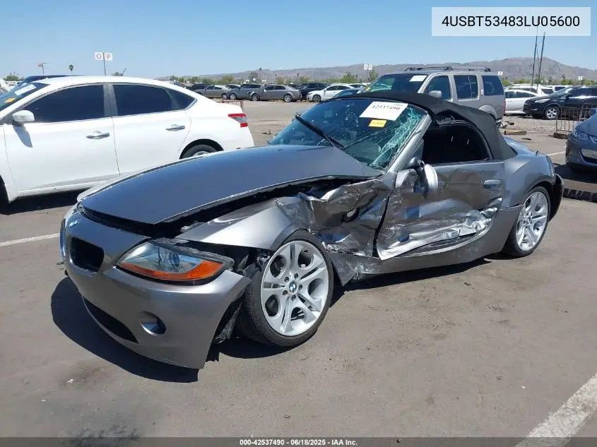 2003 BMW Z4 3.0I VIN: 4USBT53483LU05600 Lot: 42537490