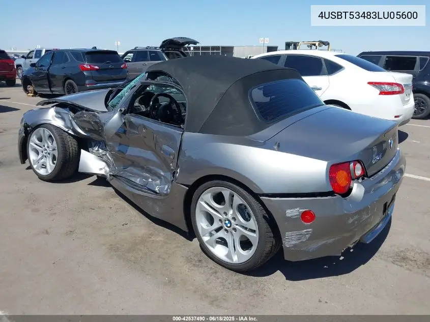 2003 BMW Z4 3.0I VIN: 4USBT53483LU05600 Lot: 42537490