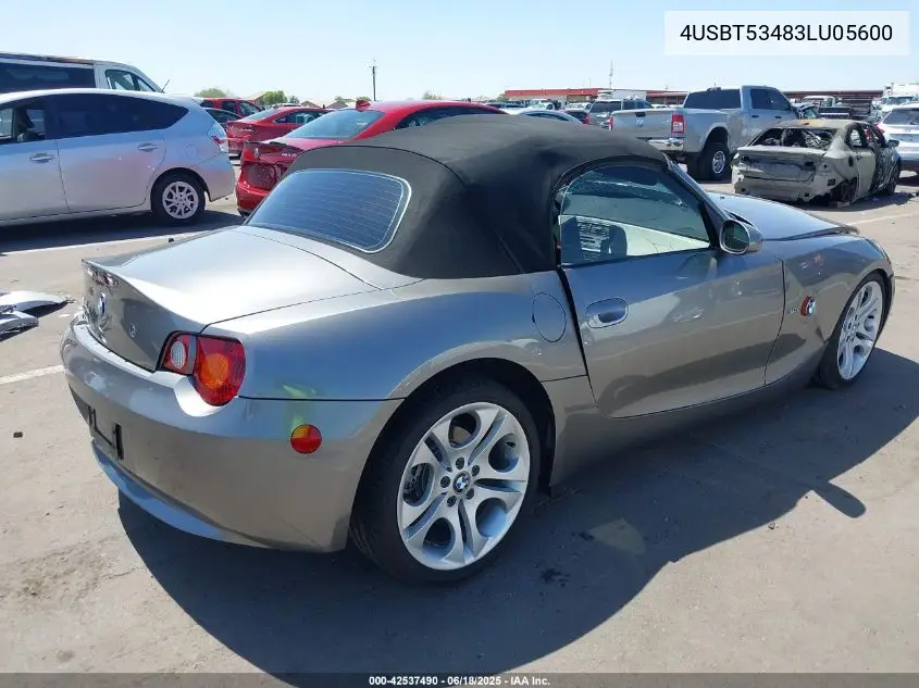 2003 BMW Z4 3.0I VIN: 4USBT53483LU05600 Lot: 42537490