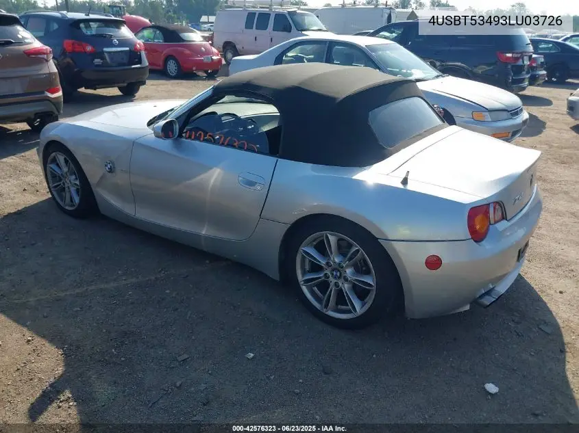 2003 BMW Z4 3.0I VIN: 4USBT53493LU03726 Lot: 42576323