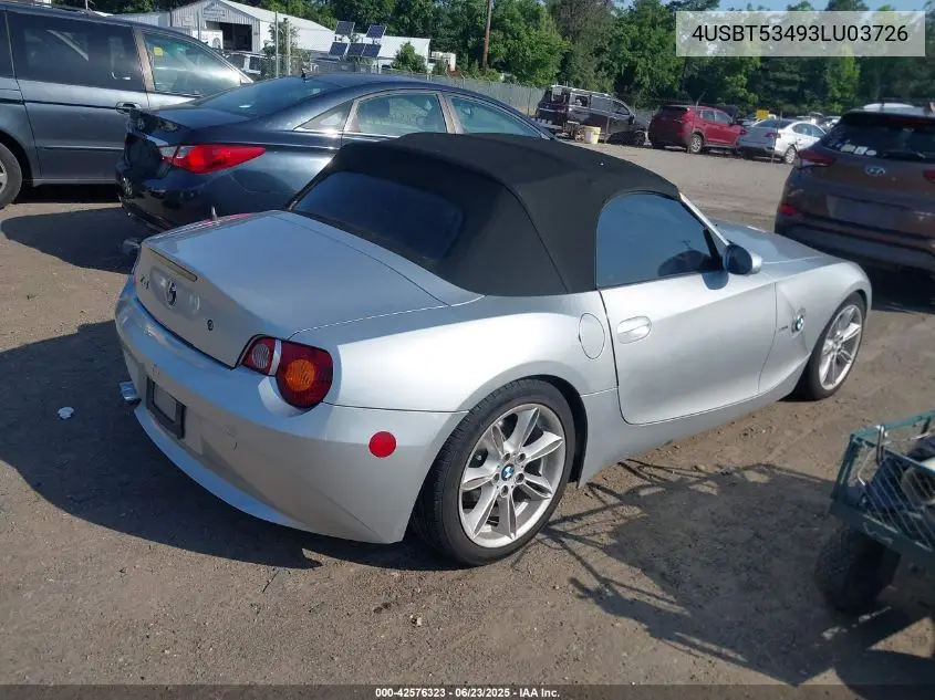 2003 BMW Z4 3.0I VIN: 4USBT53493LU03726 Lot: 42576323