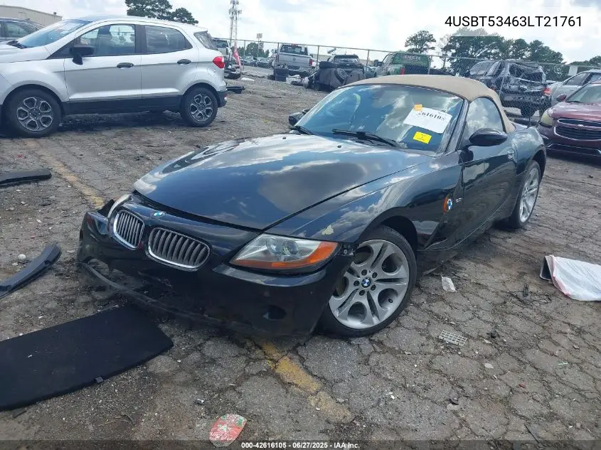 2003 BMW Z4 3.0I VIN: 4USBT53463LT21761 Lot: 42616105