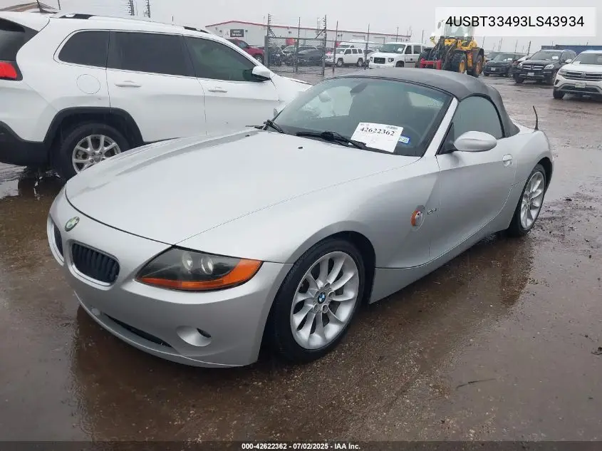 2003 BMW Z4 2.5I VIN: 4USBT33493LS43934 Lot: 42622362