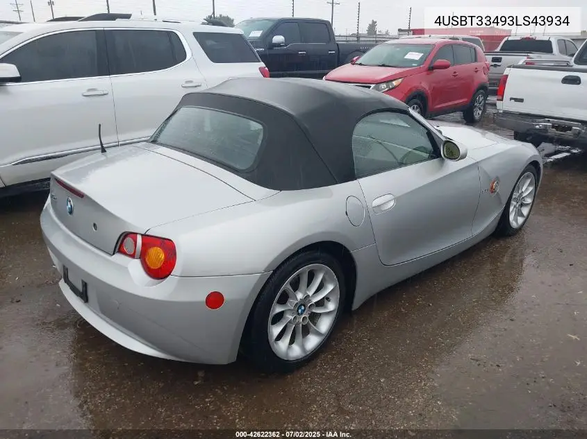 2003 BMW Z4 2.5I VIN: 4USBT33493LS43934 Lot: 42622362