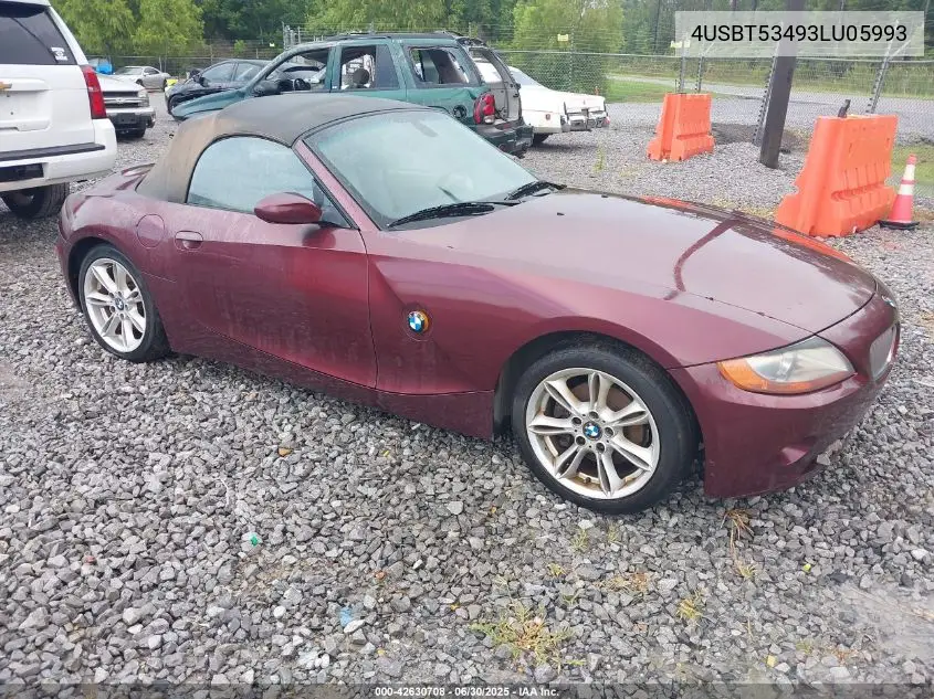 2003 BMW Z4 3.0I VIN: 4USBT53493LU05993 Lot: 42630708