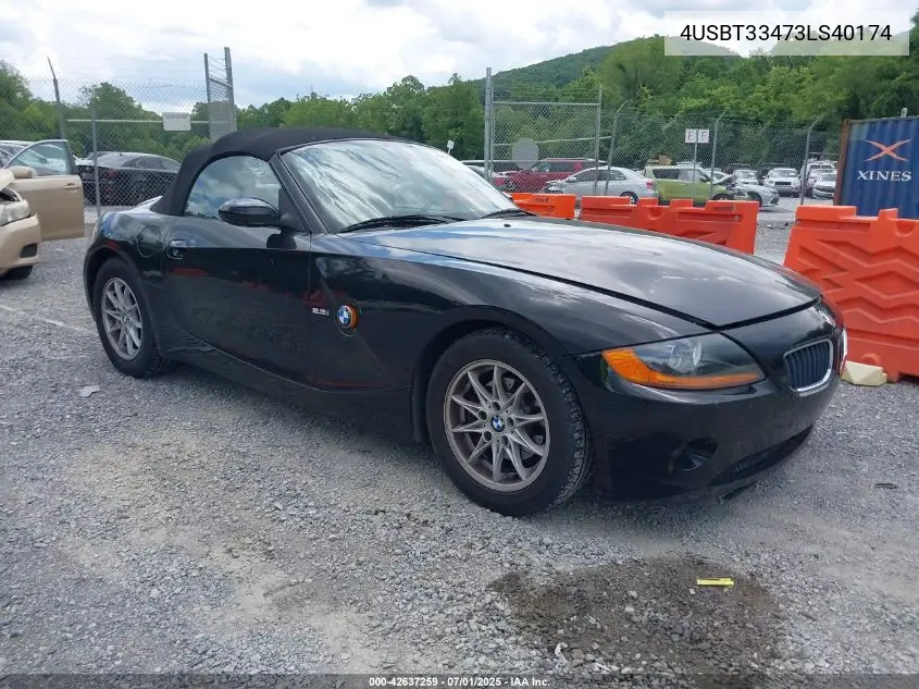 2003 BMW Z4 2.5I VIN: 4USBT33473LS40174 Lot: 42637259