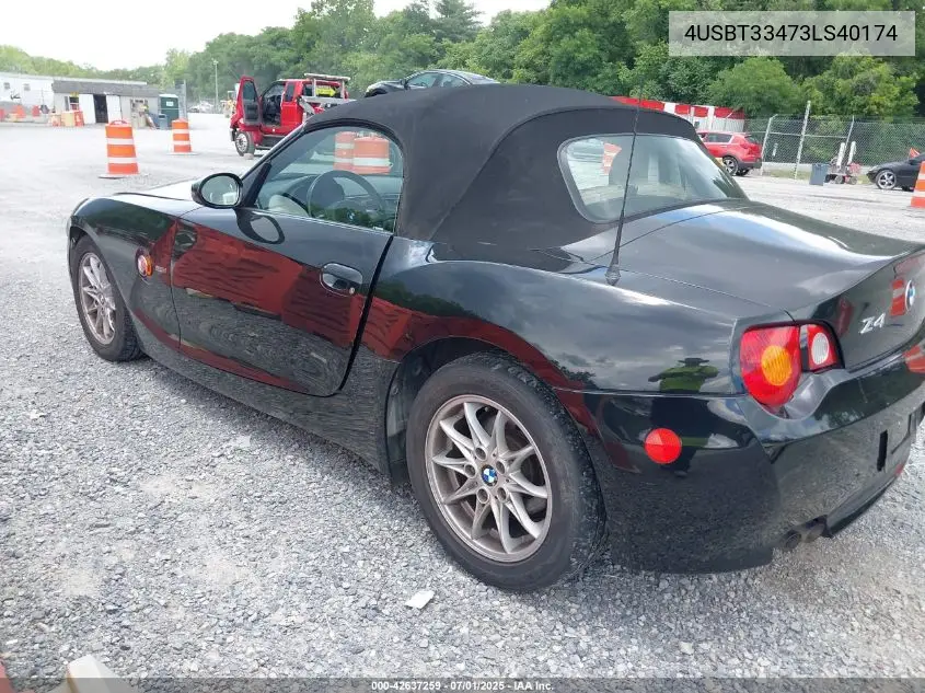 2003 BMW Z4 2.5I VIN: 4USBT33473LS40174 Lot: 42637259