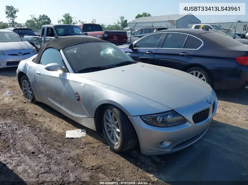 2003 BMW Z4 2.5I VIN: 4USBT33413LS43961 Lot: 42652772