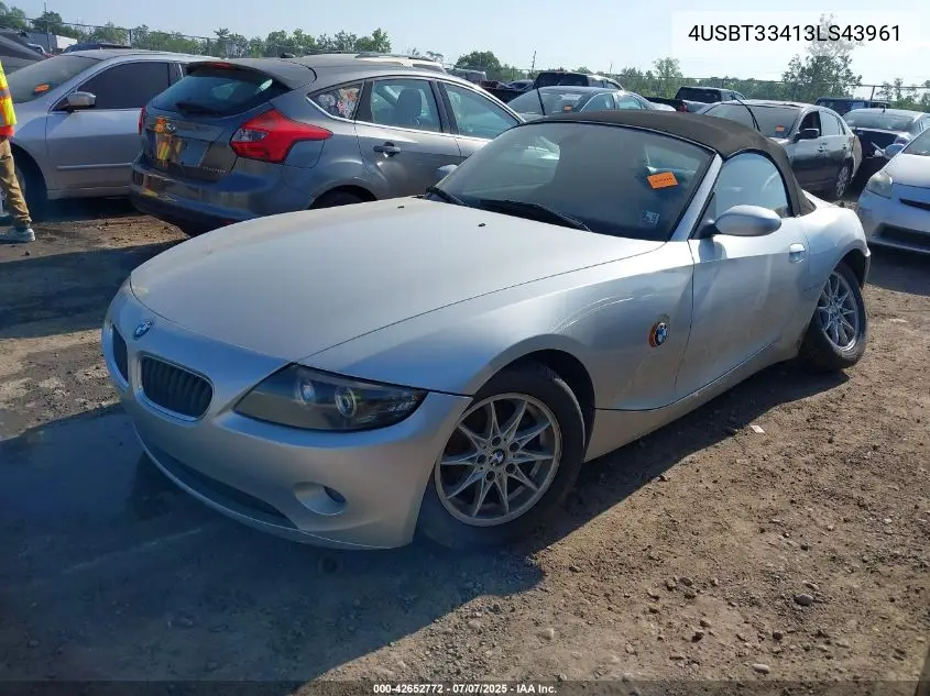 2003 BMW Z4 2.5I VIN: 4USBT33413LS43961 Lot: 42652772