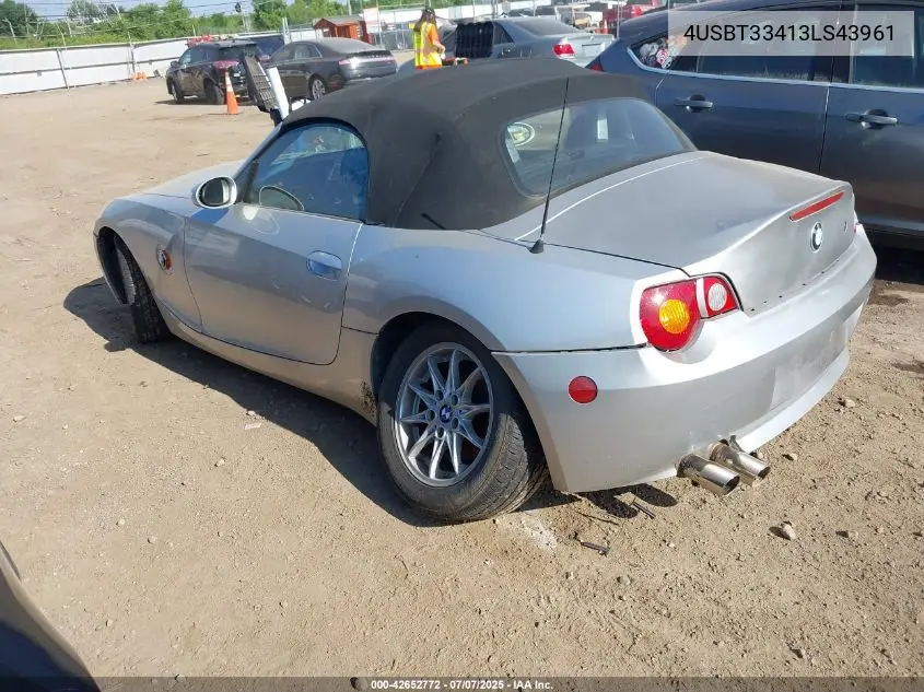2003 BMW Z4 2.5I VIN: 4USBT33413LS43961 Lot: 42652772