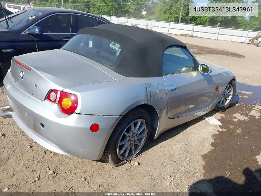 2003 BMW Z4 2.5I VIN: 4USBT33413LS43961 Lot: 42652772