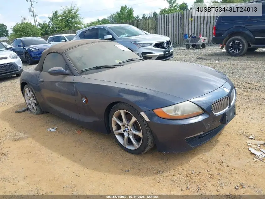 2003 BMW Z4 3.0I VIN: 4USBT53443LT24013 Lot: 42710062