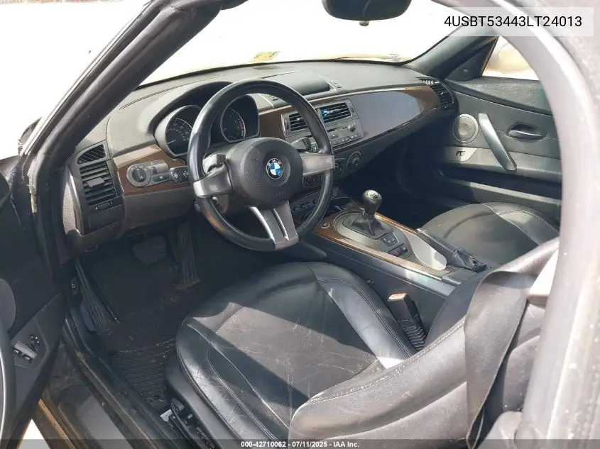 2003 BMW Z4 3.0I VIN: 4USBT53443LT24013 Lot: 42710062