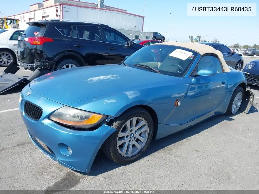 2003 BMW Z4 2.5I VIN: 4USBT33443LR60435 Lot: 42747408