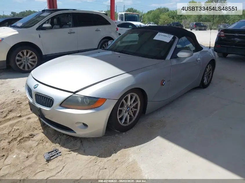 2004 BMW Z4 2.5I VIN: 4USBT33454LS48551 Lot: 42160622