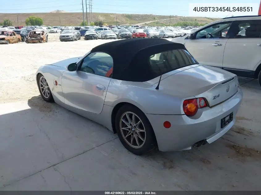 2004 BMW Z4 2.5I VIN: 4USBT33454LS48551 Lot: 42160622