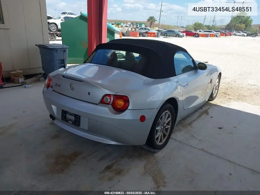 2004 BMW Z4 2.5I VIN: 4USBT33454LS48551 Lot: 42160622