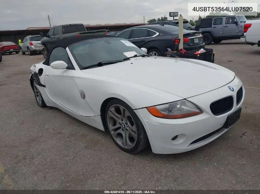 2004 BMW Z4 3.0I VIN: 4USBT53564LU07520 Lot: 42481418
