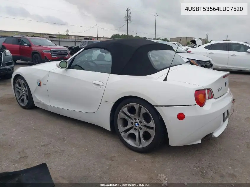 2004 BMW Z4 3.0I VIN: 4USBT53564LU07520 Lot: 42481418