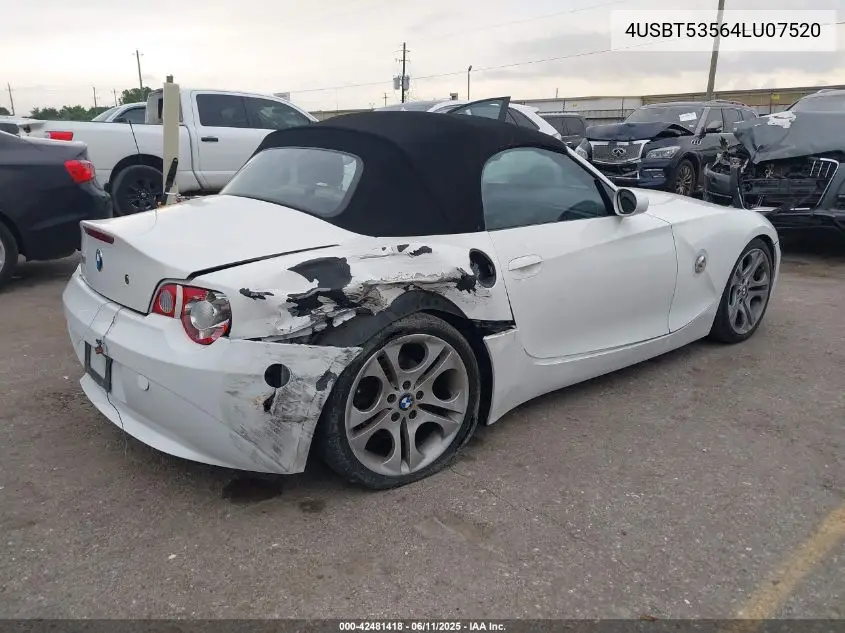 2004 BMW Z4 3.0I VIN: 4USBT53564LU07520 Lot: 42481418