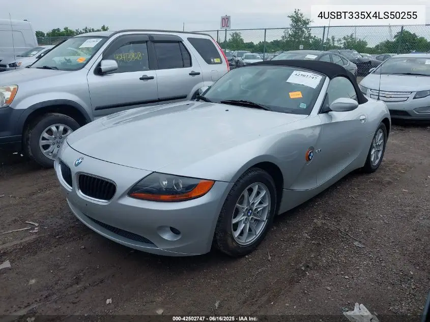2004 BMW Z4 2.5I VIN: 4USBT335X4LS50255 Lot: 42502747