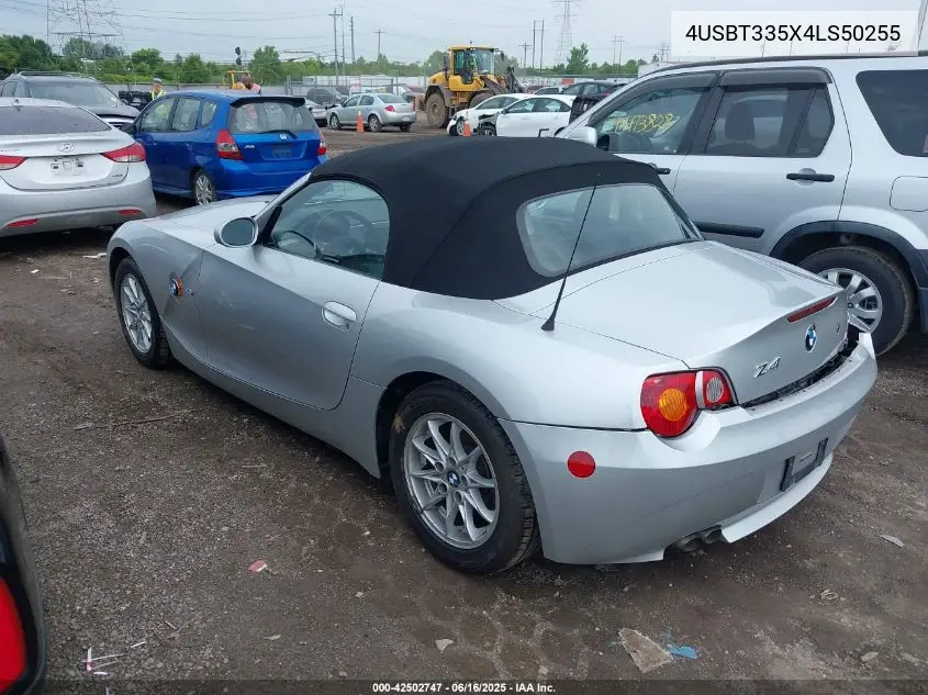 2004 BMW Z4 2.5I VIN: 4USBT335X4LS50255 Lot: 42502747