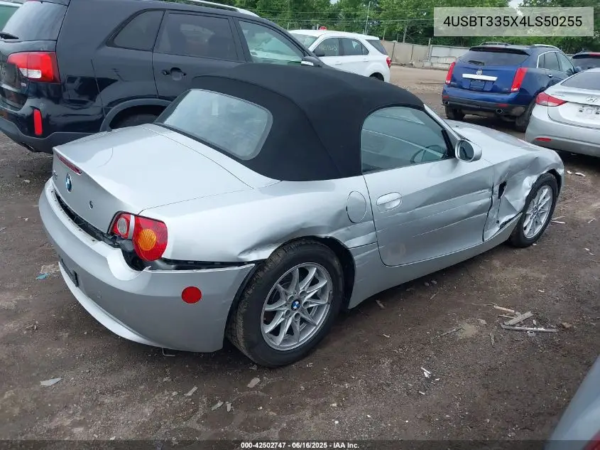 2004 BMW Z4 2.5I VIN: 4USBT335X4LS50255 Lot: 42502747