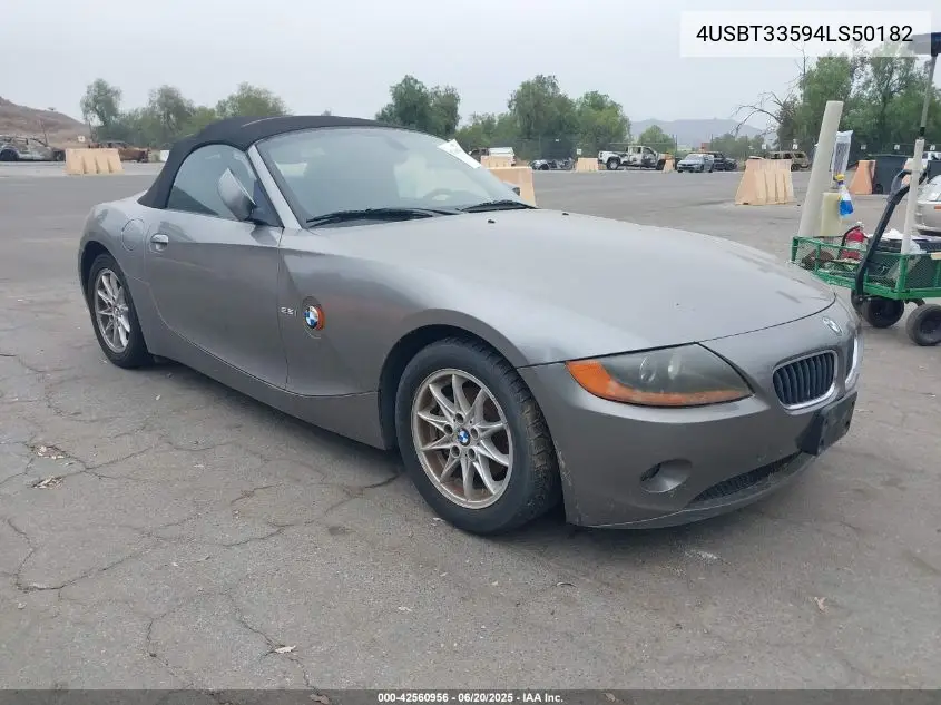 2004 BMW Z4 2.5I VIN: 4USBT33594LS50182 Lot: 42560956