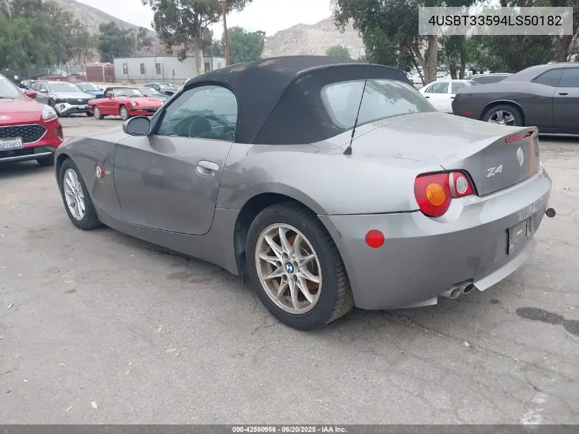 2004 BMW Z4 2.5I VIN: 4USBT33594LS50182 Lot: 42560956