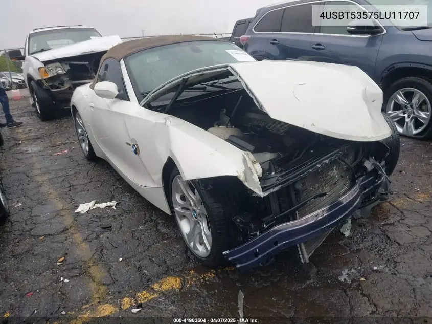 2005 BMW Z4 3.0I VIN: 4USBT53575LU11707 Lot: 41963504