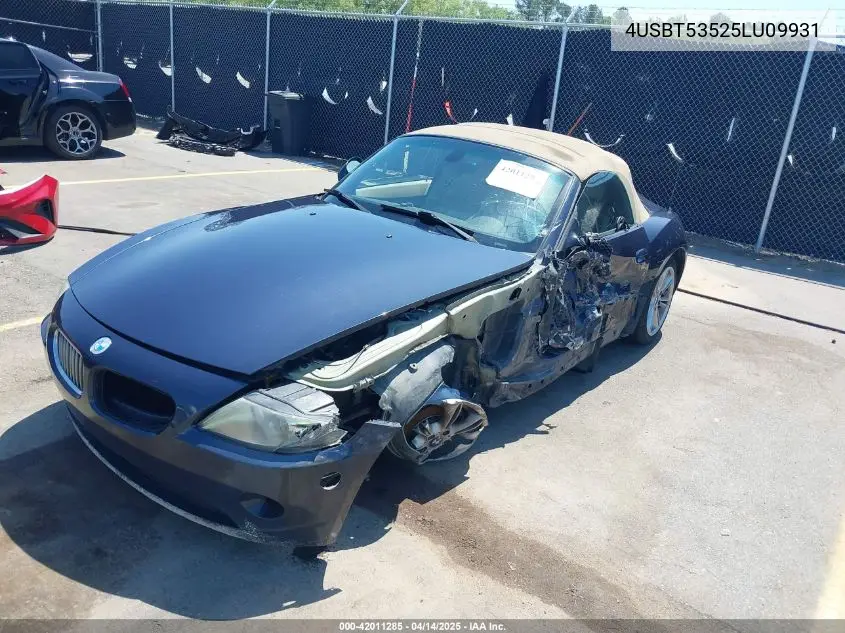2005 BMW Z4 3.0I VIN: 4USBT53525LU09931 Lot: 42011285
